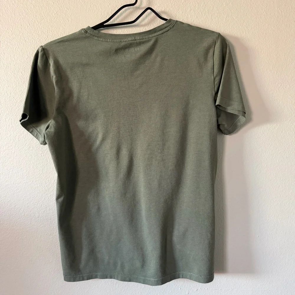 Tommy Hilfiger Sport Army Green Cotton Blend Logo Tee Size S - Picture 3 of 6